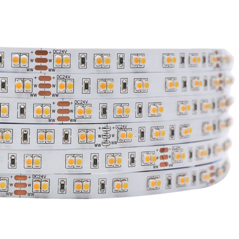 DC24V 3000K+4500K CCT Color Temperature Tunable White LED Strip SMD3528 DC24V 3000K+4500K CCT Color Temperature Tunable White LED Strip SMD3528